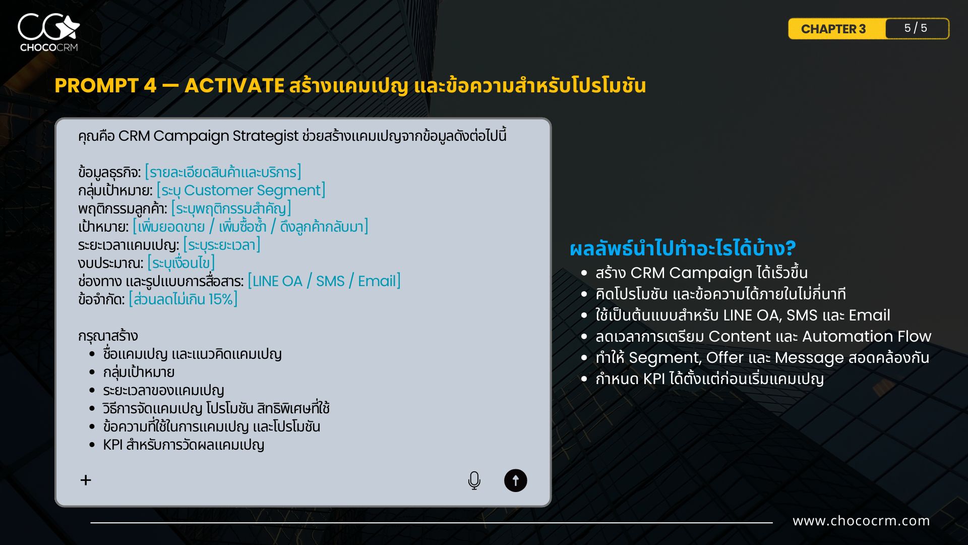 Prompt 4 — Activate: สร้างแคมเปญและข้อความสำหรับโปรโมชัน