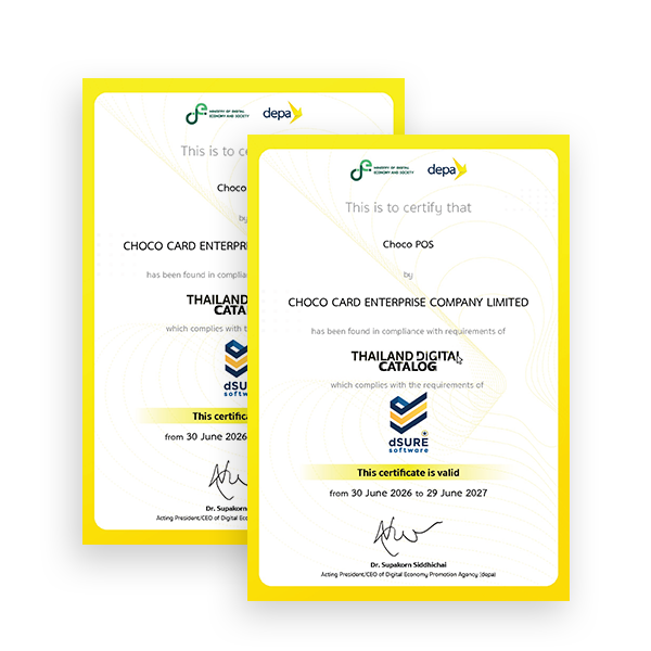 ภาพปกบทความ Choco CRM และ Choco POS ได้รับการรับรองตามข้อกำหนด Thailand Digital Catalog และ dSURE Software จาก depa